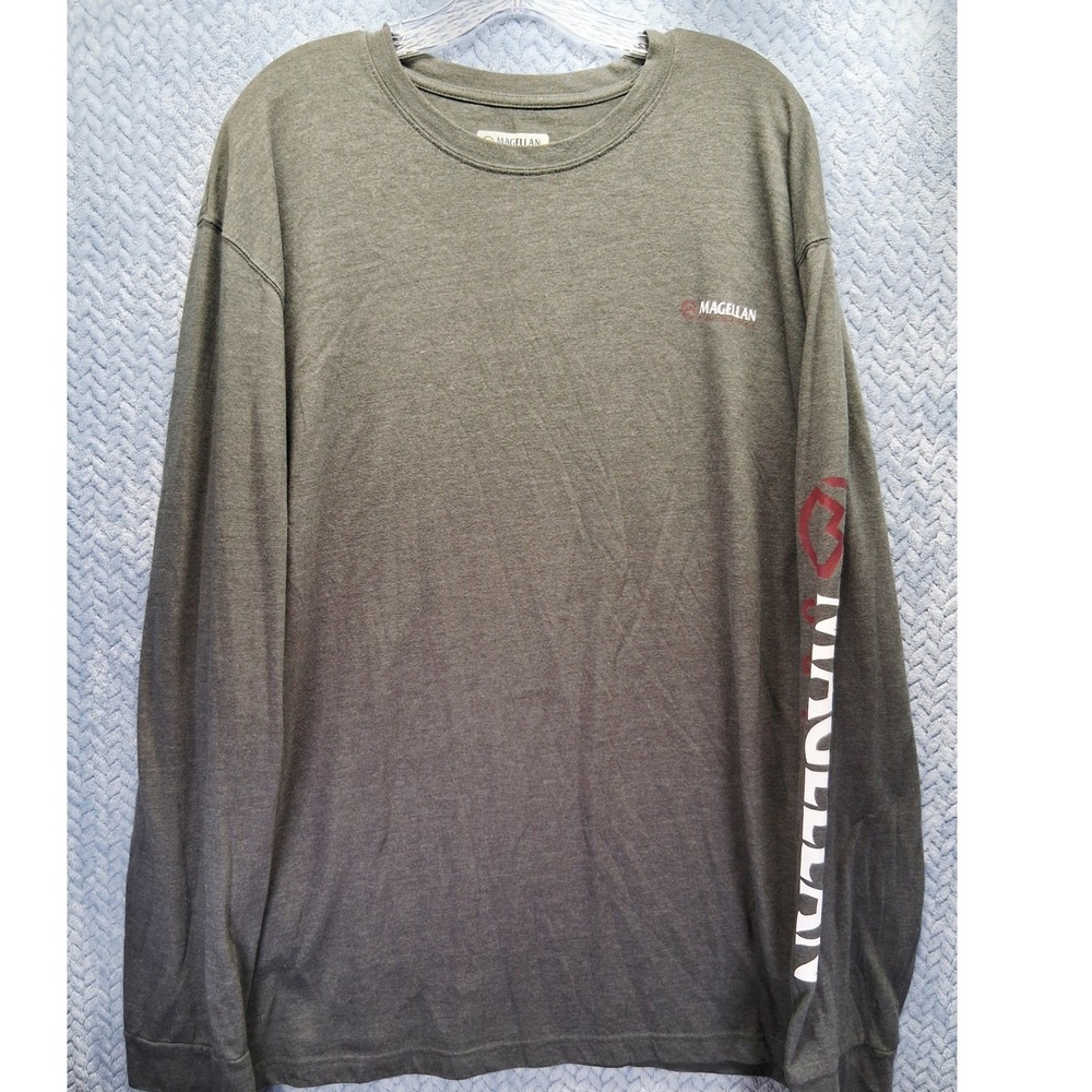 Magellan Outdoors Mens 3XL Long Sleeve T-Shirt Gray Graphic Logo Classic Fit